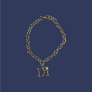 Diamonds International "Di" Gold Link Charm Bracelet Vintage 4 Inch VTG‎ Y2K 90s